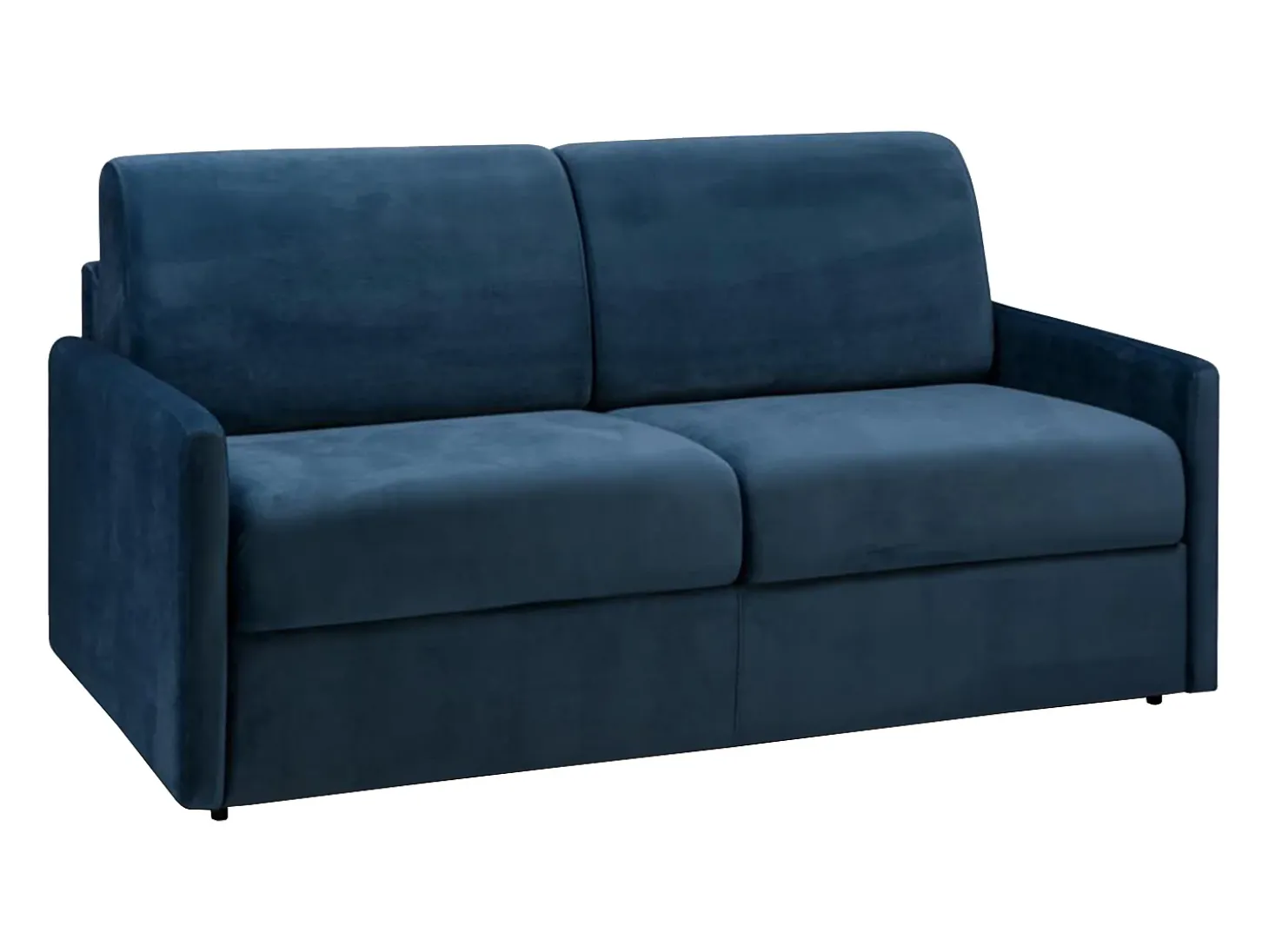Sofá-cama em veludo azul noite assento com assento de memória de forma 140 cm colchão 22 cm CALIFE