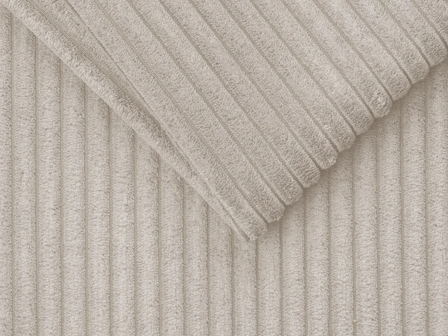 Sofá-cama em veludo canelado bege assento memória de forma 140 cm colchão 14cm CALIFE