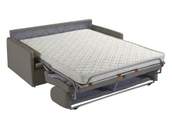 Sofá-cama em veludo cinza assento com assento de memória de forma 160 cm colchão 14 cm CALIFE