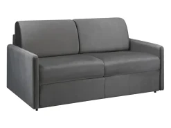 Sofá-cama em veludo cinza assento com assento de memória de forma 140 cm colchão 18 cm CALIFE