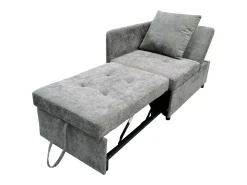 Sofá-cama estofado 177x68x65 cm - Sofá-cama multifuncional 3 em 1 - Linho - Encosto ajustável - Cinza claro