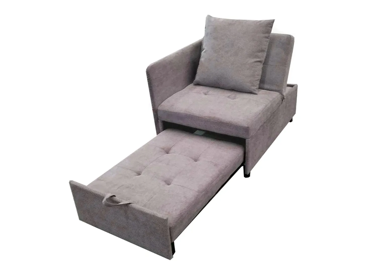 Sofá-cama estofado 177x68x65 cm - Sofá-cama multifuncional 3 em 1 - Linho - Encosto ajustável - Cinza