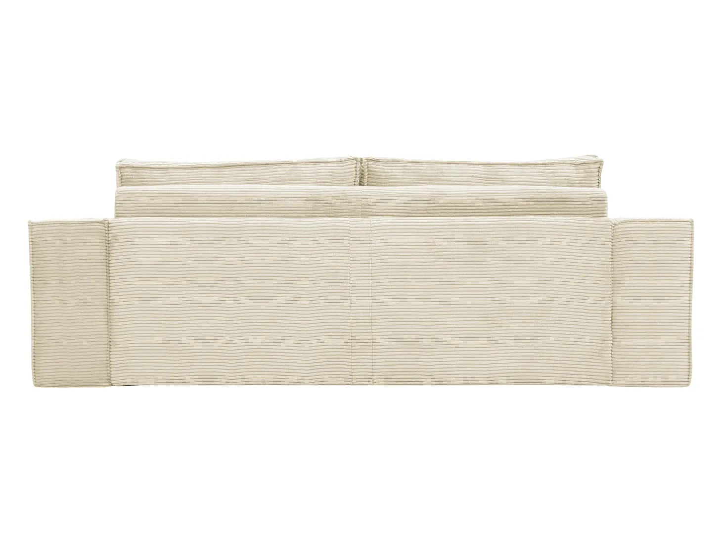 Sofá-cama express de 3 lugares AMELIA em veludo cotelê bege - área para dormir de 140 cm - colchão de espuma viscoelástica de 13 cm