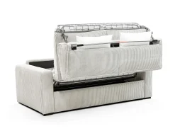 Sofá-cama Express em veludo cotelê bege, área para dormir de 130 cm, colchão de 16 cm, MONDOVI