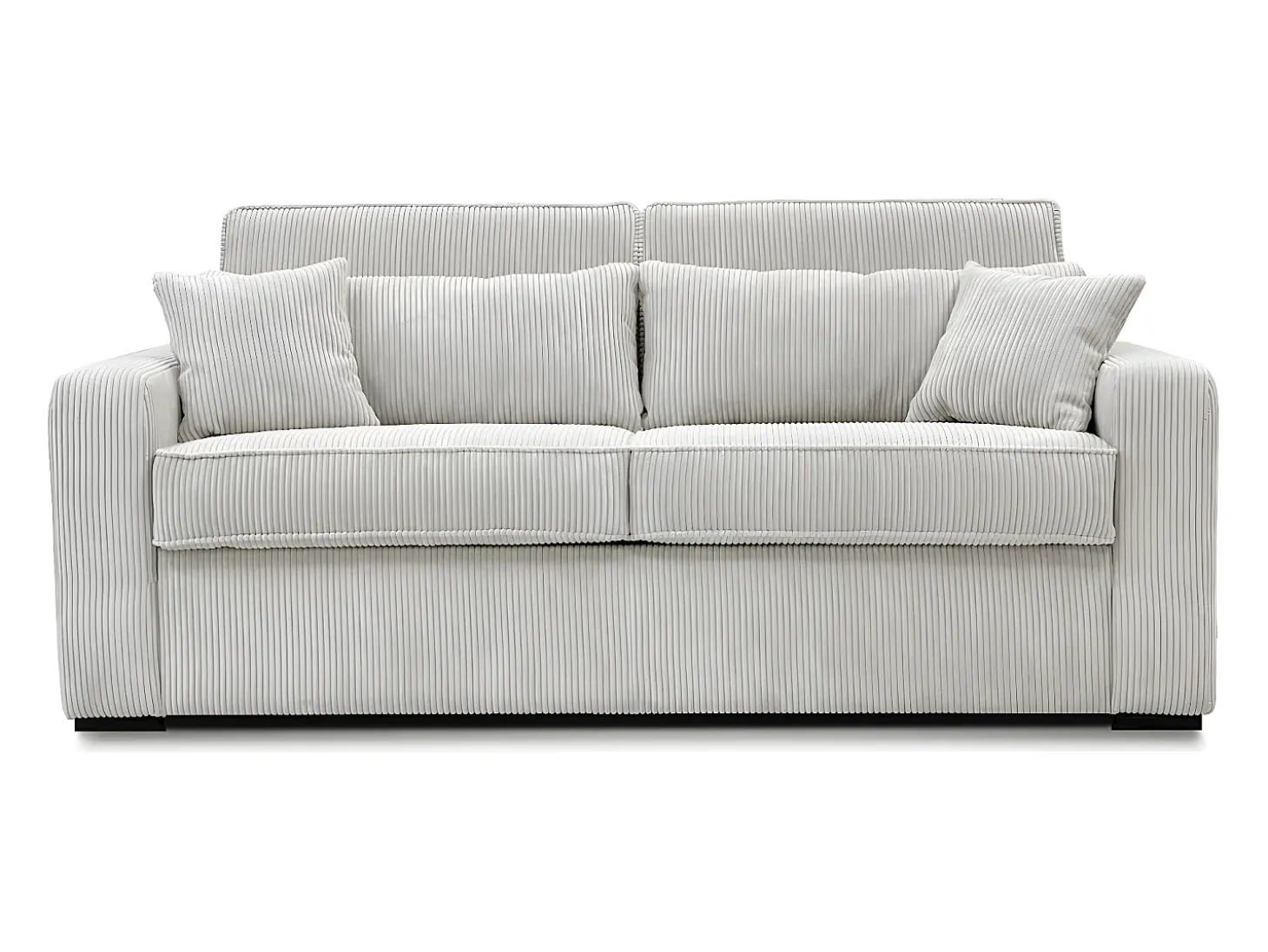 Sofá-cama Express em veludo cotelê bege, área para dormir de 160 cm, colchão de 16 cm, MONDOVI