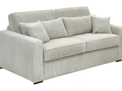 Sofá-cama Express em veludo cotelê bege, área para dormir de 160 cm, colchão de 16 cm, MONDOVI