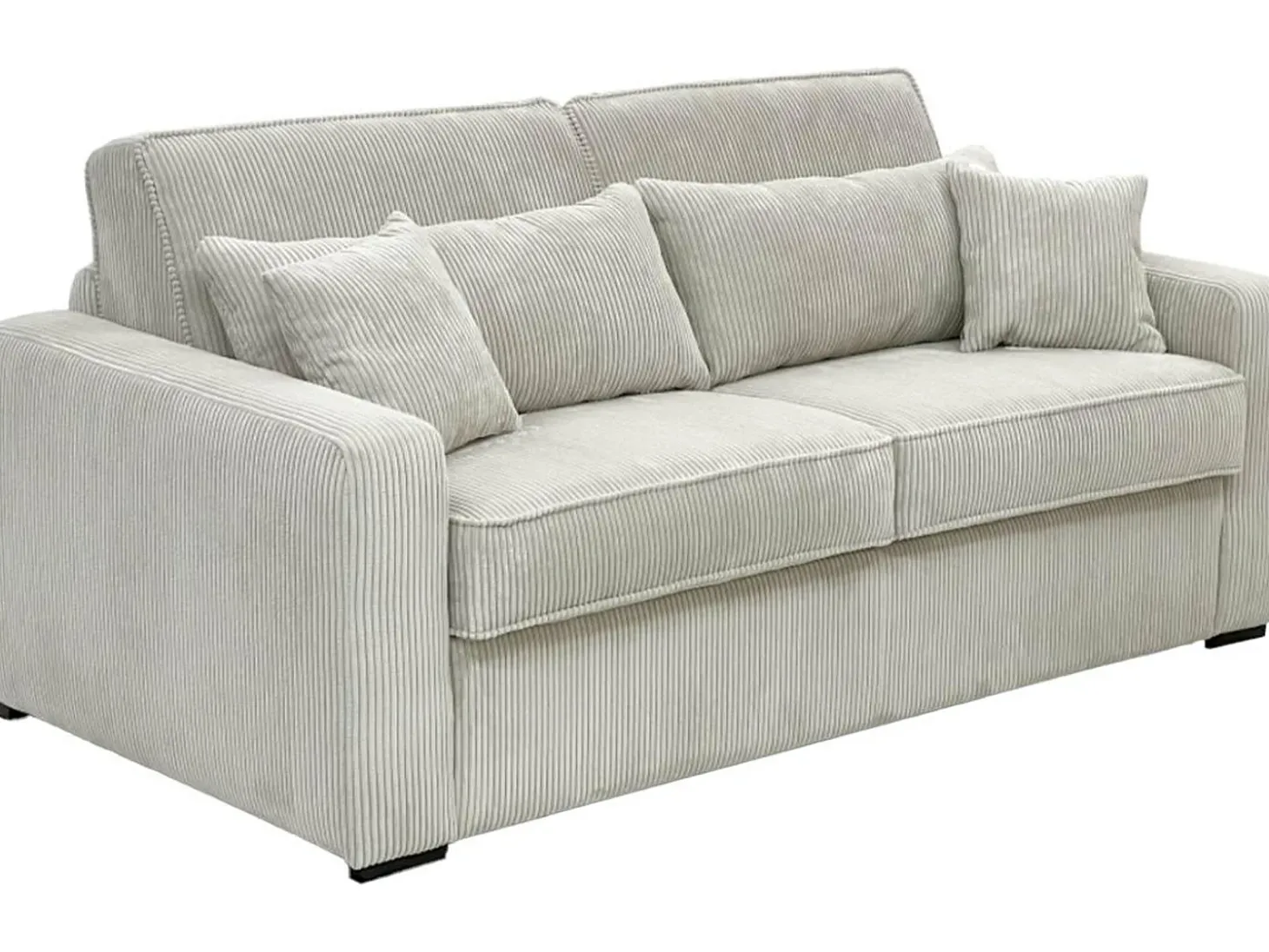 Sofá-cama Express em veludo cotelê bege, área para dormir de 160 cm, colchão de 16 cm, MONDOVI