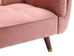 Sofá-cama GULCAN de 3 lugares com mecanismo click-clack em veludo rosa.