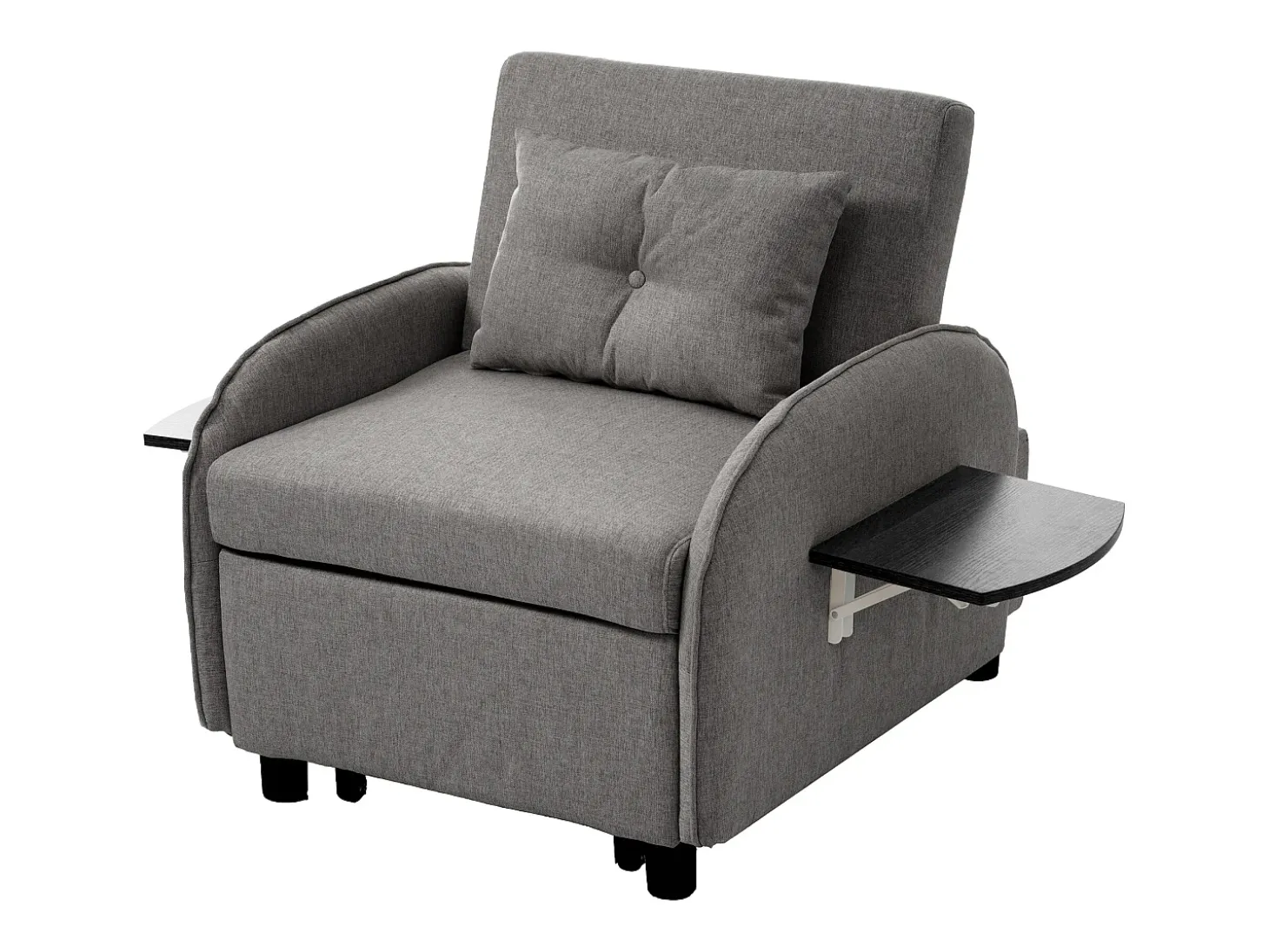 Sofá-cama individual multifuncional com função de cama, poltrona e cadeirão, sofá-cama ajustável em três direções, mesas de chá dobráveis