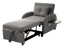 Sofá-cama individual multifuncional com função de cama, poltrona e cadeirão, sofá-cama ajustável em três direções, mesas de chá dobráveis