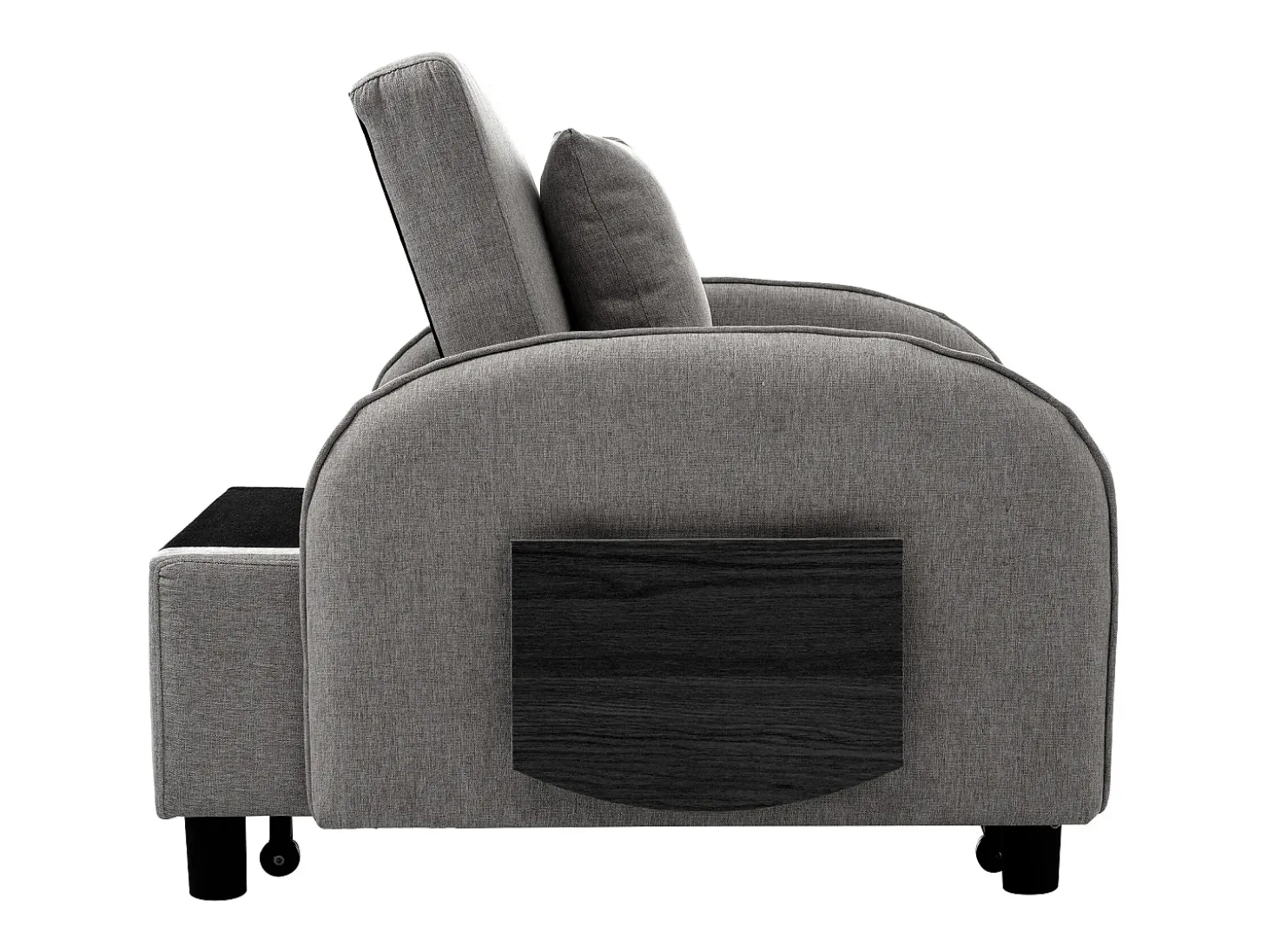 Sofá-cama individual multifuncional com função de cama, poltrona e cadeirão, sofá-cama ajustável em três direções, mesas de chá dobráveis