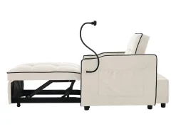 Sofá-cama individual retrátil 3 em 1 – com suporte para copos e suporte para telefone, sofá-cama, cadeira de dormir, cadeirão