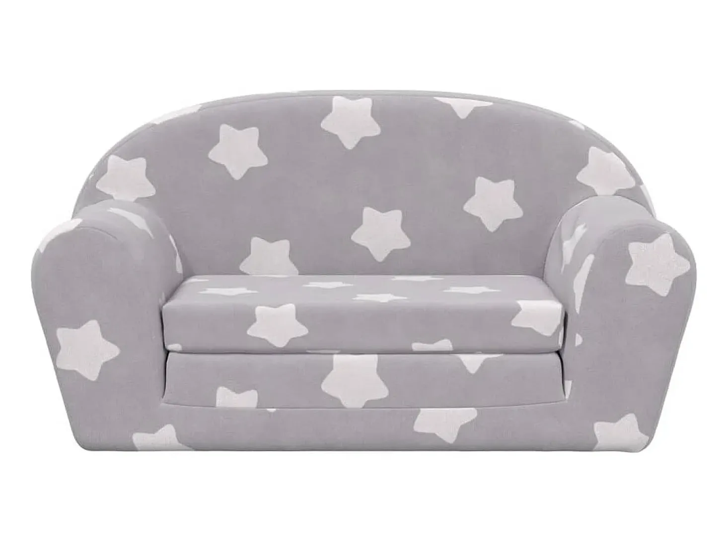 Sofá-cama infantil 2 lugares c/ estrelas pelúcia cinzento-claro PT471628