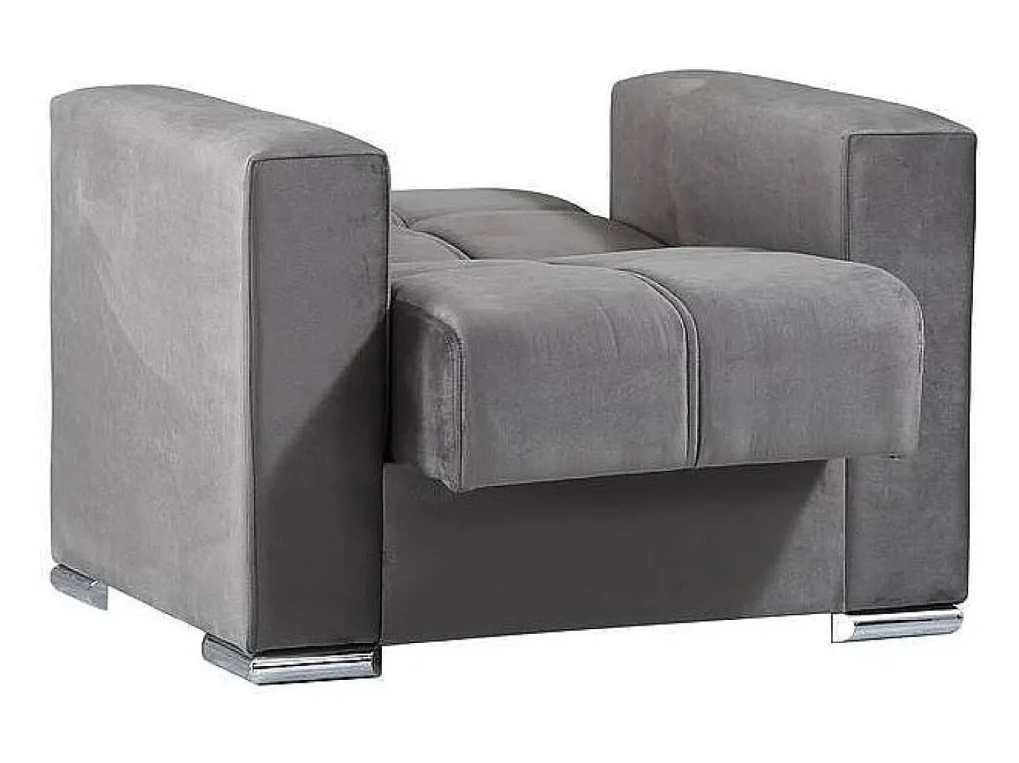 Sofá-cama Jose, Poltrona de armazenamento para sala conversível em cama, Poltrona relaxante em tecido acolchoado com abertura click-clack, 94x85h91 cm, Cinza