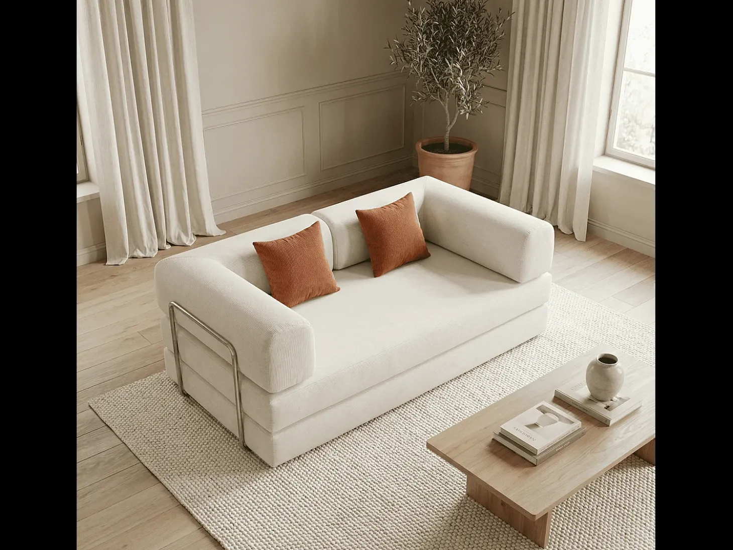 Sofá-cama Kaia - branco/manga