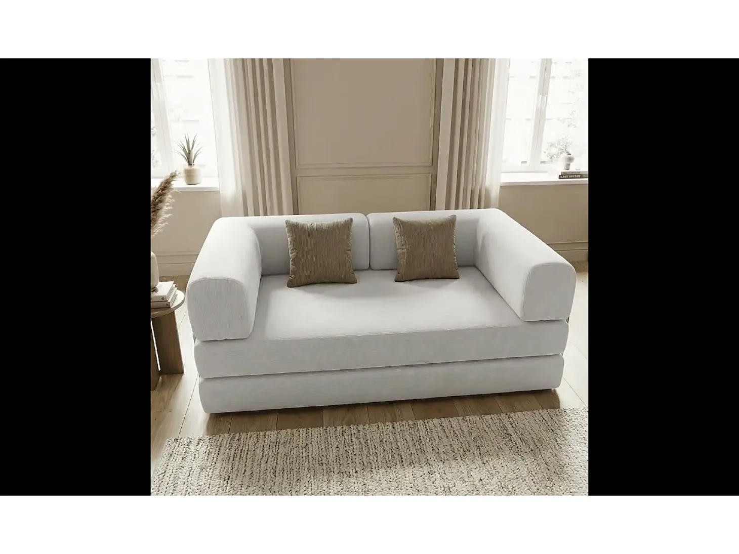 Sofá-cama Kaia - branco/marrom