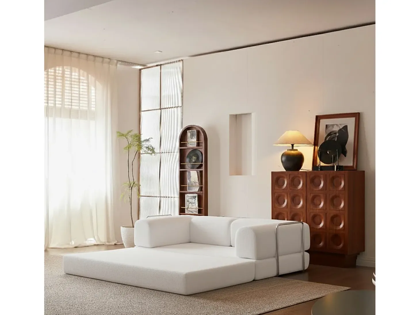 Sofá-cama Kaia - branco/marrom