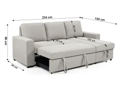 Sofá-cama Luke Chaise Longue 234cm Bege