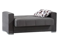 Sofá-cama Manuel, sofá-cama contêiner linear de 2 lugares, Sofá da sala em tecido acolchoado com abertura click-clack, 160x85h91 cm, Cinza