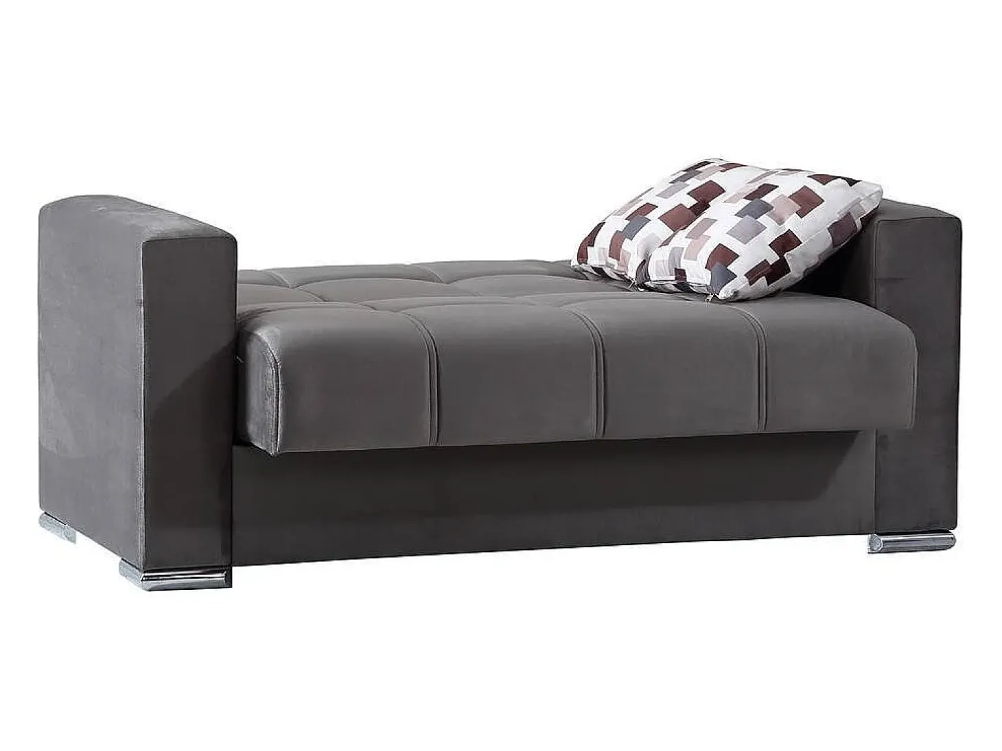 Sofá-cama Manuel, sofá-cama contêiner linear de 2 lugares, Sofá da sala em tecido acolchoado com abertura click-clack, 160x85h91 cm, Cinza