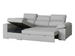 Sofá-cama Milano de 3 lugares com chaise longue à esquerda, cinza claro, 260x98x98 cm
