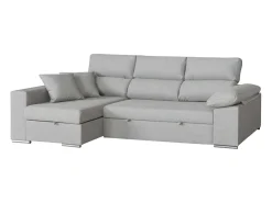 Sofá-cama Milano de 3 lugares com chaise longue à esquerda, cinza claro, 260x98x98 cm