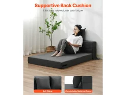 Sofá-cama Moderno, SucceBuy Sofá-cama Dobrável 3 em 1 com 2 Almofadas Twin Cinzento-escuro