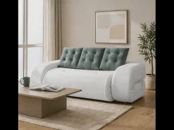 Sofá-cama Okoa 2 lugares - branco e sálvia