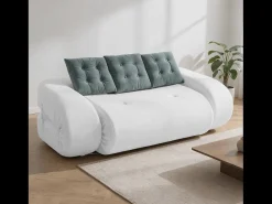 Sofá-cama Okoa 2 lugares - branco e sálvia