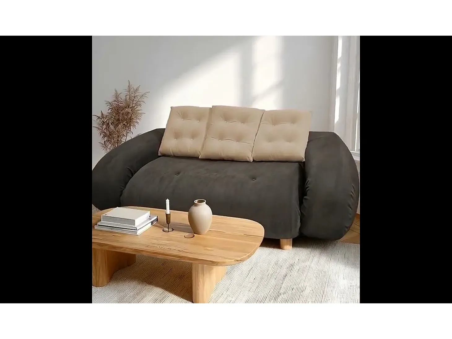 Sofá-cama Okoa 2 lugares - marrom areia