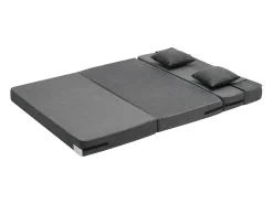 Sofá-Cama Plegável SucceBuy, 3 em 1 com 2 Travesseiros, Cinza Escuro, Queen