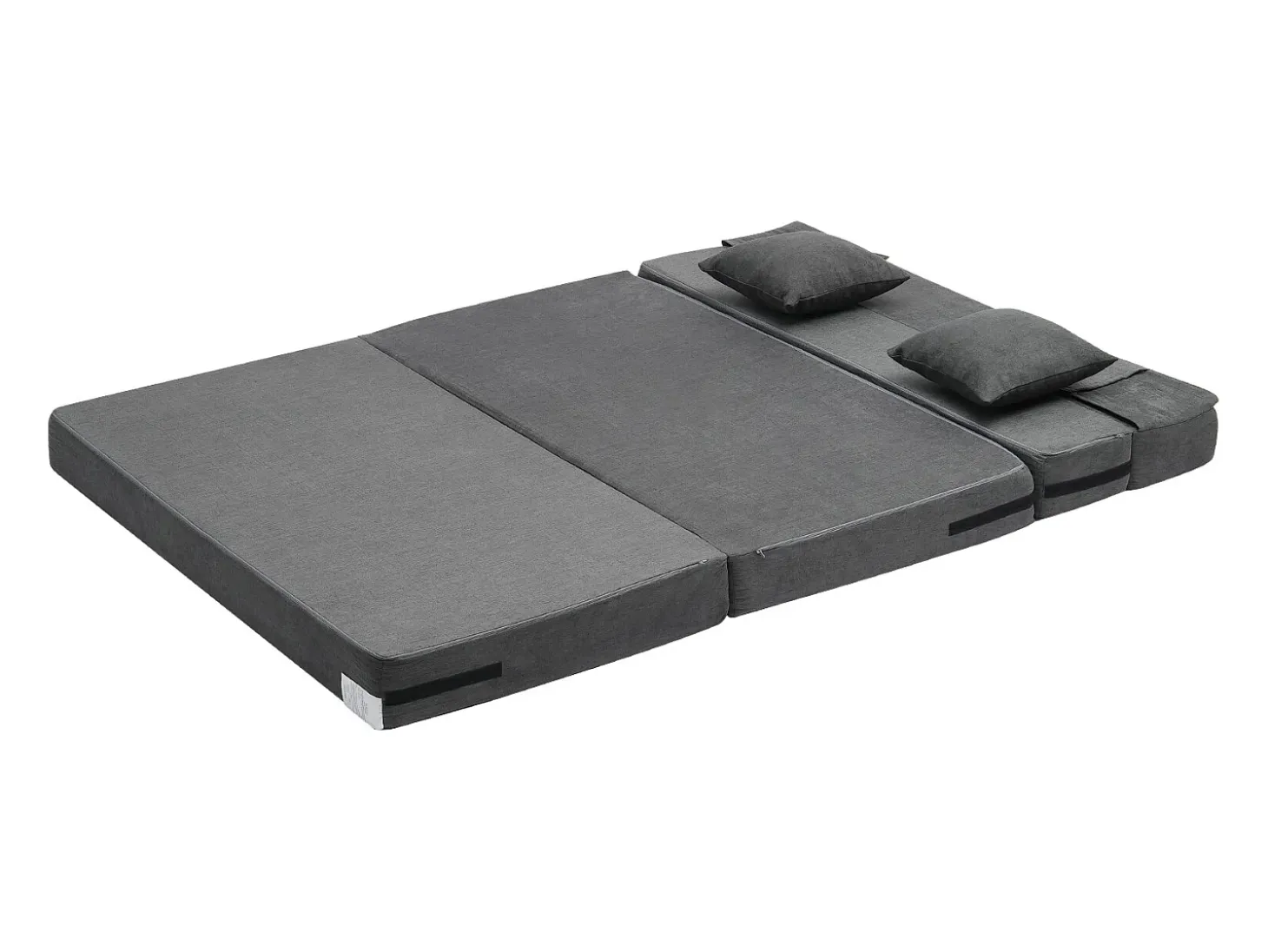 Sofá-Cama Plegável SucceBuy, 3 em 1 com 2 Travesseiros, Cinza Escuro, Queen