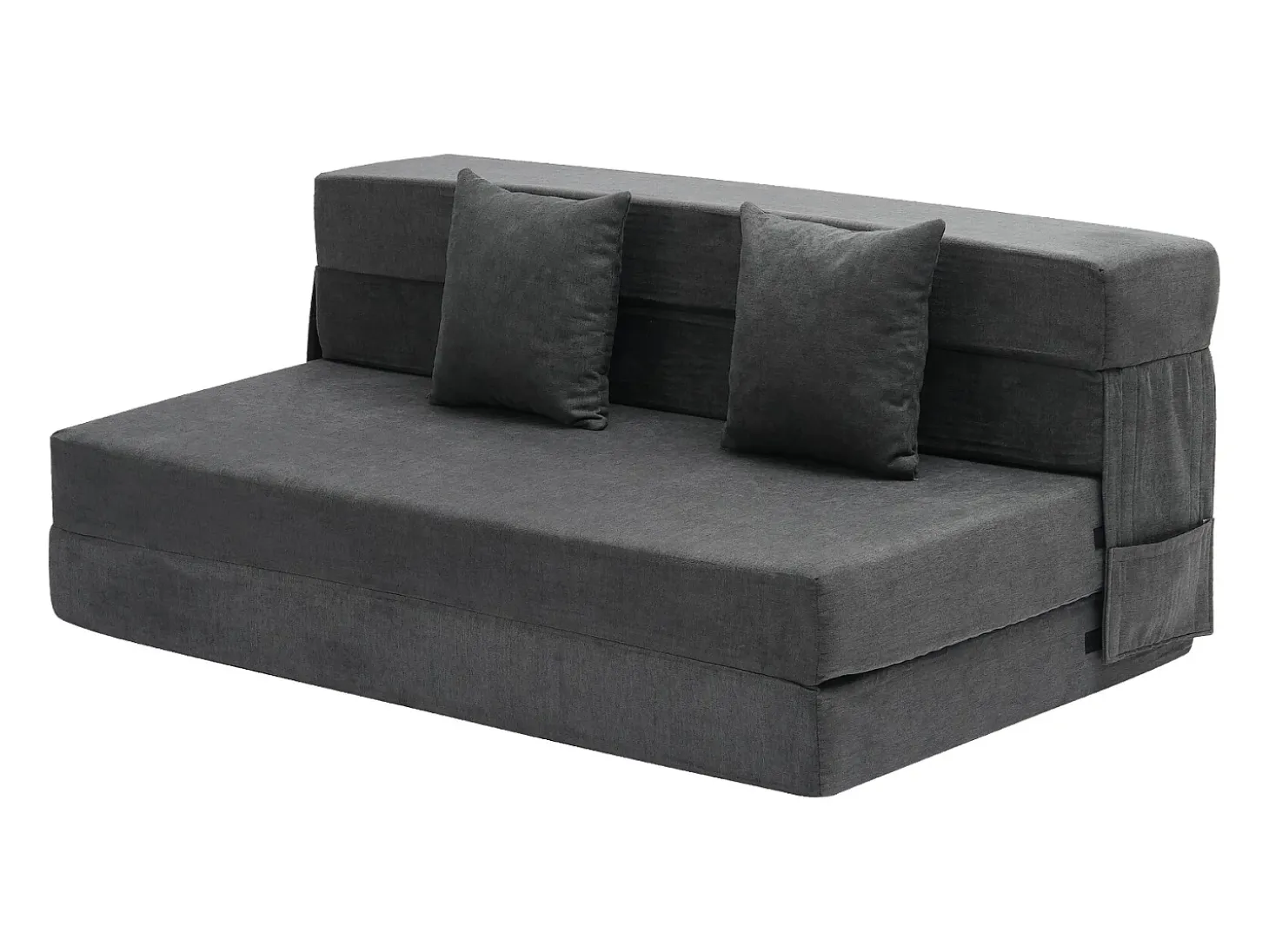 Sofá-Cama Plegável SucceBuy, 3 em 1 com 2 Travesseiros, Cinza Escuro, Queen