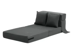 Sofá-Cama Plegável SucceBuy, 3 em 1 Plegável com 2 Travesseiros, Cinza Escuro, Simples