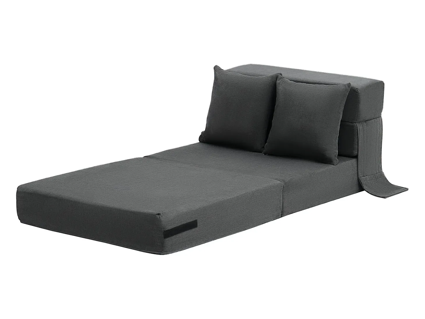 Sofá-Cama Plegável SucceBuy, 3 em 1 Plegável com 2 Travesseiros, Cinza Escuro, Simples