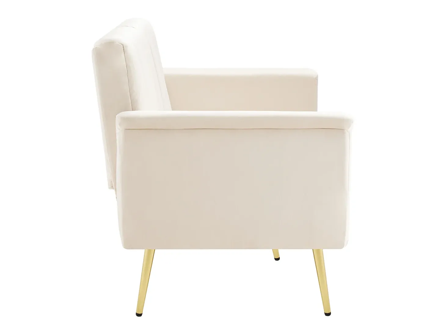 Sofá-cama reto de 2 lugares em veludo bege, encosto e braços dobráveis - 183x76x75cm