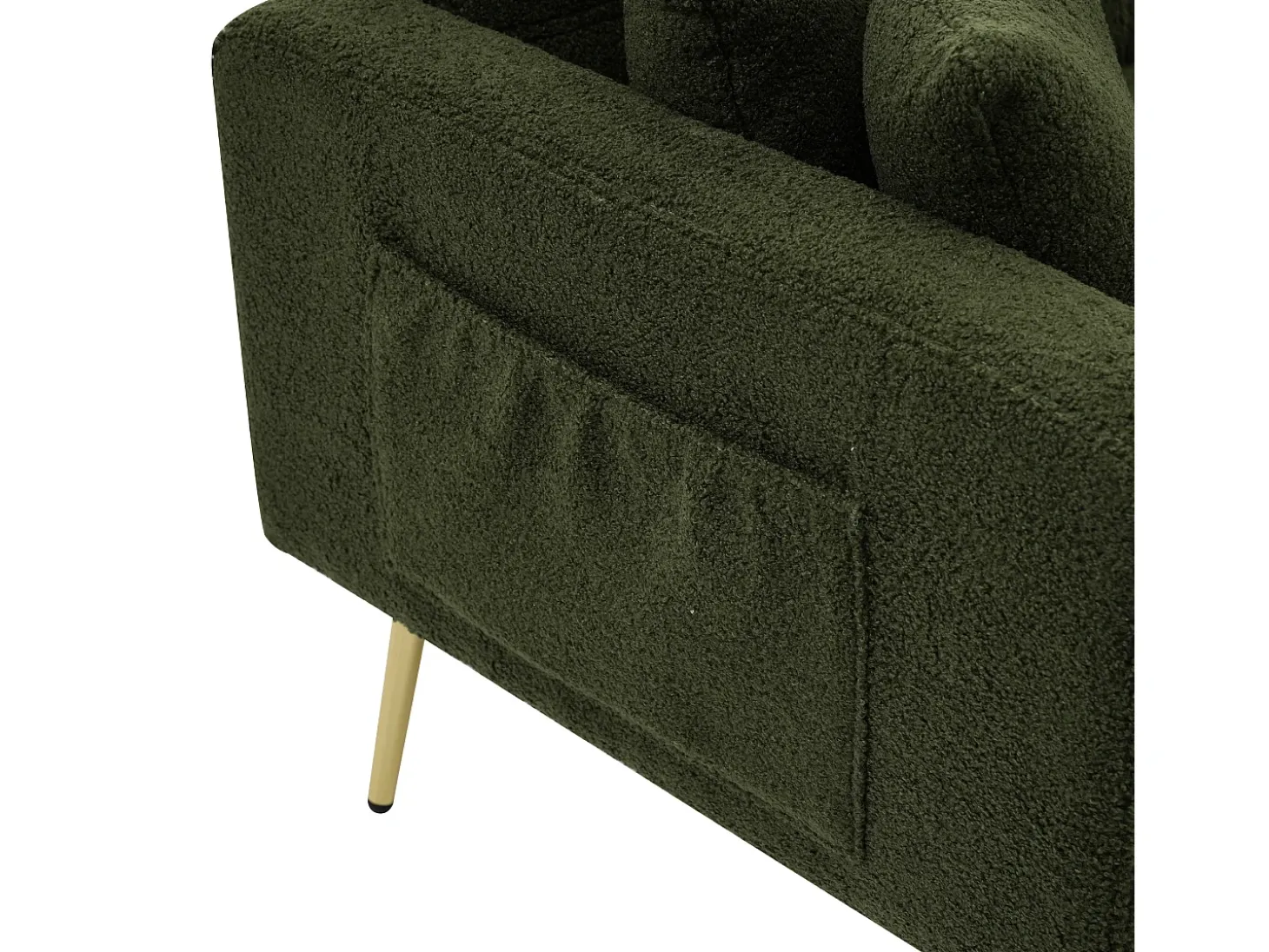 Sofá-cama reto de 2 lugares em sherpa verde, encosto dobrável em 3 posições - 175x64x72cm