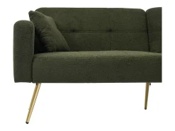 Sofá-cama reto de 2 lugares em sherpa verde, encosto dobrável em 3 posições - 175x64x72cm