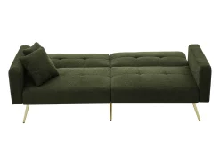 Sofá-cama reto de 2 lugares em sherpa verde, encosto dobrável em 3 posições - 175x64x72cm