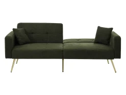 Sofá-cama reto de 2 lugares em sherpa verde, encosto dobrável em 3 posições - 175x64x72cm