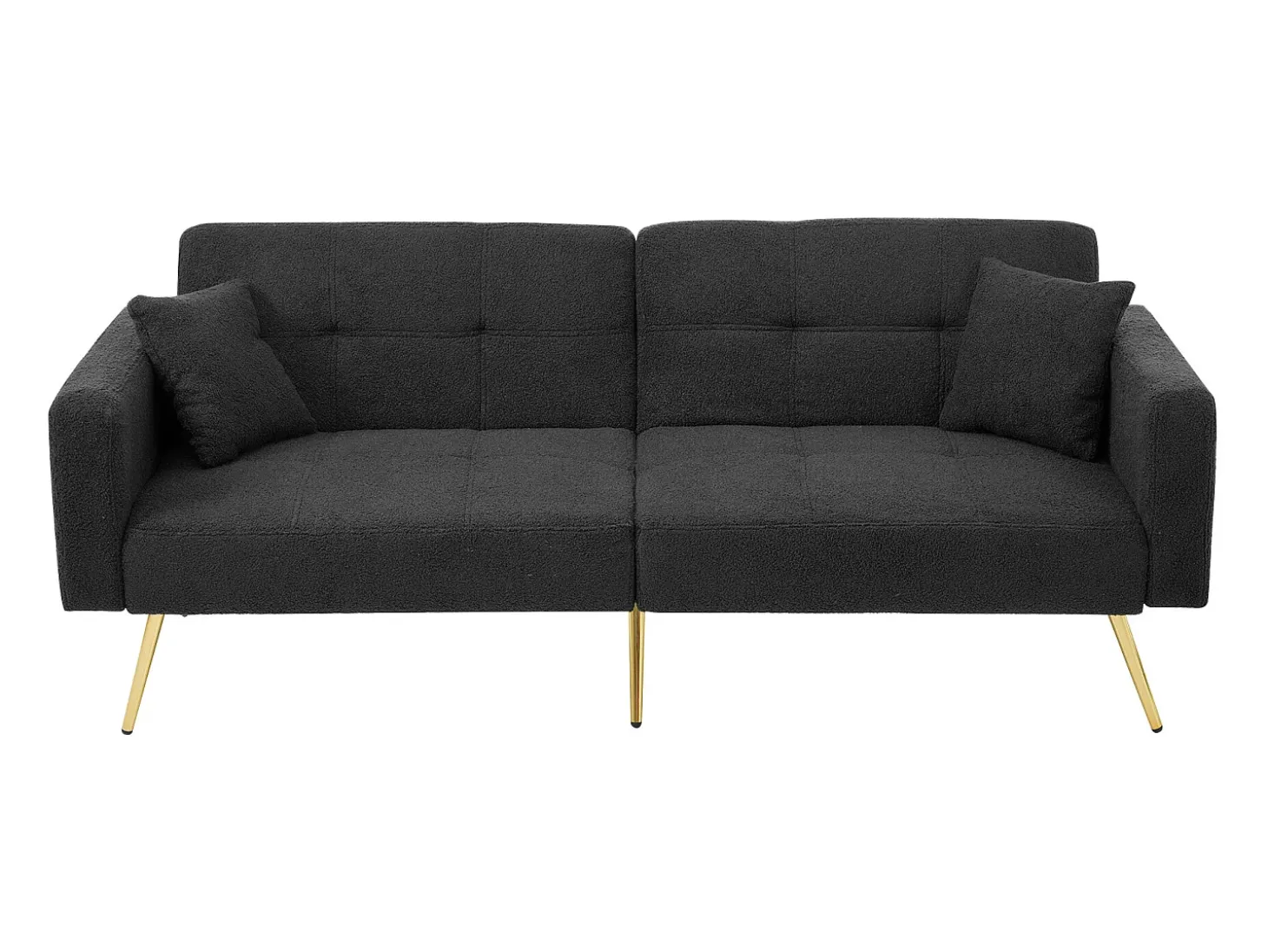 Sofá-cama reto de 2 lugares em sherpa cinza, encosto dobrável em 3 posições - 175x64x72cm