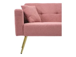 Sofá-cama reto de 2 lugares em sherpa rosa, encosto dobrável em 3 posições - 175x64x72cm