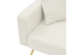 Sofá-cama reto de 2 lugares em sherpa branca, encosto dobrável em 3 posições - 175x64x72cm