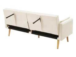 Sofá-cama reto de 2 lugares em veludo bege, 2 almofadas incluídas - 180x75x82cm