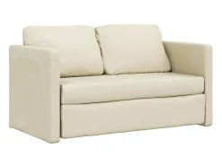 Sofá-cama sem pés 112x174x55 cm couro artificial cor creme PT957341