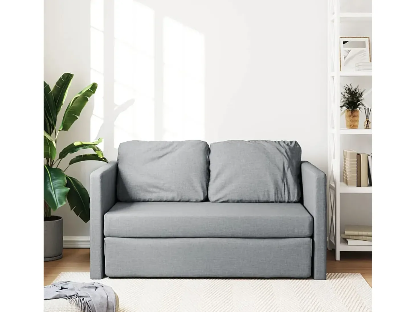 Sofá-cama sem pés 112x174x55 cm tecido cinzento-claro PT512432