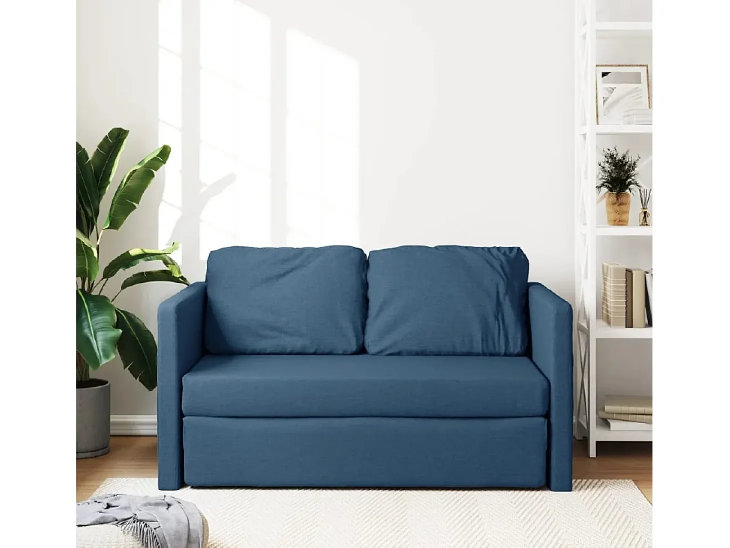 Sofá-cama sem pés 112x174x55 cm tecido azul PT948400