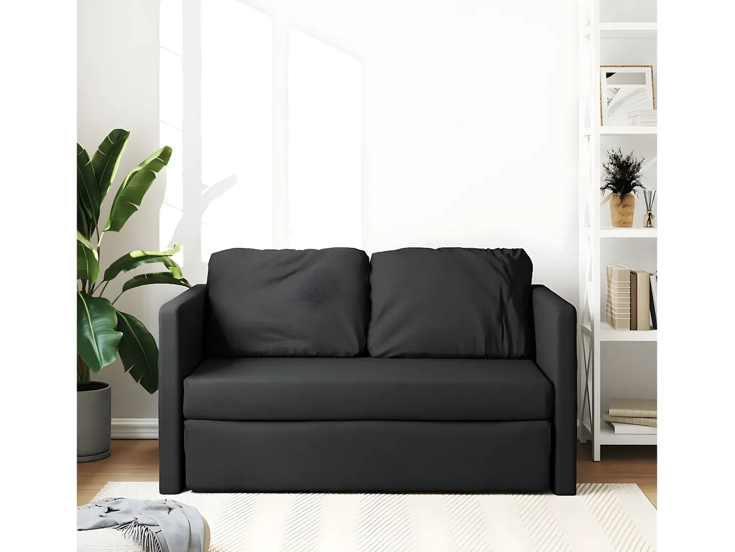 Sofá-cama sem pés 112x174x55 cm tecido preto PT877703