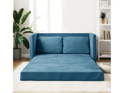 Sofá-cama sem pés 122x204x55 cm veludo azul PT107886