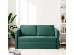 Sofá-cama sem pés 122x204x55 cm veludo verde-escuro PT179703